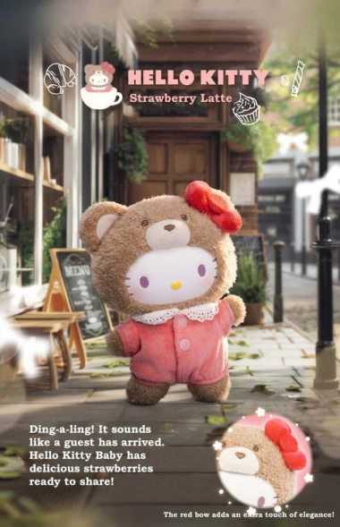 Toptoy Sanrio Characters Latte Baby Series Vynil Plush Doll Keychain Bag Charm Hello Kitty