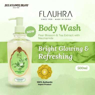 Flauhra Liquid Soap Pear Blossom Tea 500ml By Bee Flower - Sabun Cair Tawon Import Jasmine Tea - Teh