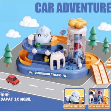 Toy Studio Mainan Anak Car Adventure Brain Game Parking Lot Car Track + Lift Dino Car Adventure