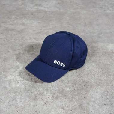 Topi HUGO BOSS TEXT SIDE WHITE NAVY CAP - OS ADJUST 100% ORIGINAL