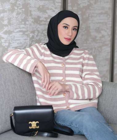 GONEGANI OFFICIAL - Cardigan Stripe Kancing Moo Cardy Natural