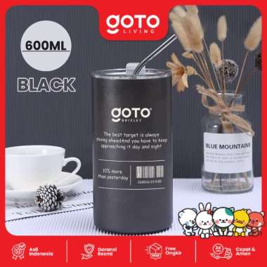 Goto Brixley Mug Coffee Gelas Tumbler Kopi Stainless Steel Aesthetic 600ML BLACK