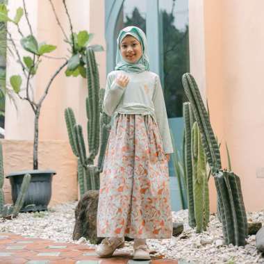 Shirt dress maxi cotton/ Ghamis dress katun anak Green/ Rodeo Junior Girl Raya 4 tahun