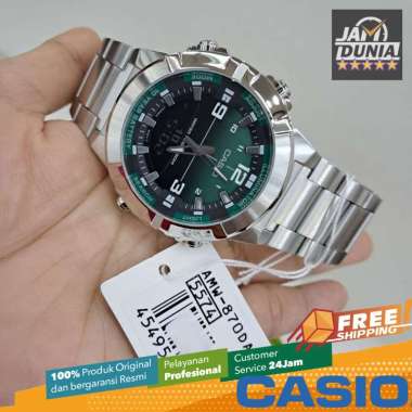 CASIO ORIGINAL -JAM CASIO PRIA STAINLES AMW-870DA-3AVDF CASIO AMW 870DA 3A-JAM TANGAN PRIA NG - STAI
