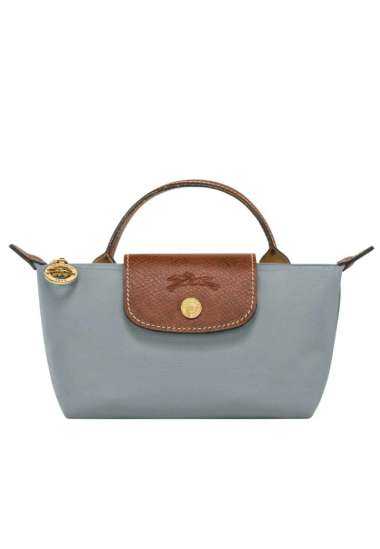 LONGCHAMP Le Pliage Original Pouch with Handle Steel