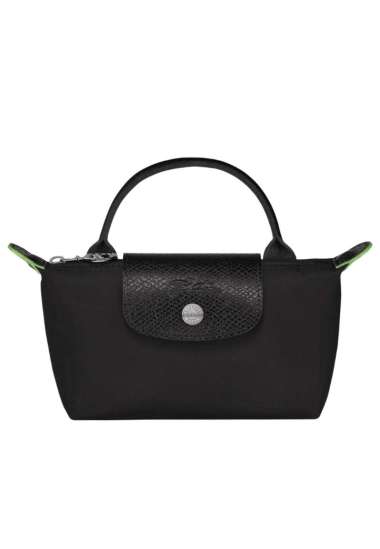 Longchamp Le Pliage Green Pouch With Handle Black