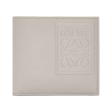 [12.12 Dealcember] Loewe Anagram Patch Satin Calfskin Bifold Wallet Shell Grey Grey