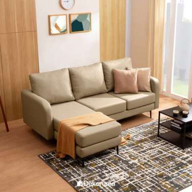 Dekoruma TAKA Sofa Sudut L Kanan Minimalis 3 Dudukan - Cokelat Muda