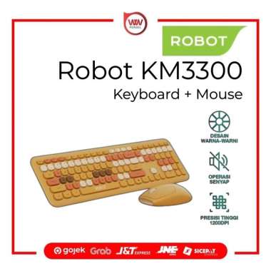 Robot KM3300 Keyboard + Mouse Wireless Milk Tea