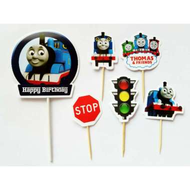 dekorasi kue ulang tahun cake topper hiasan kue tema Thomas and Friends