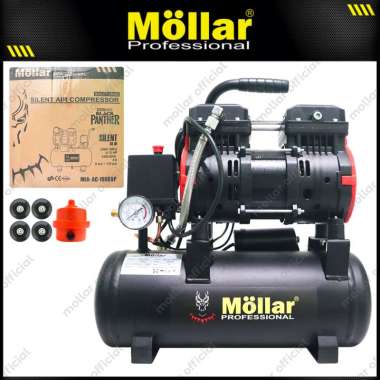 MOLLAR AC-1008BP Mesin Kompresor Angin 3/4 HP 8 Liter Silent Oilless Black Panther