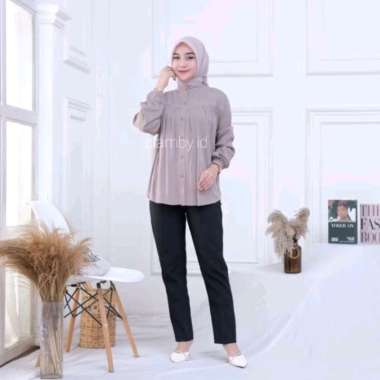 Kemeja wanita rayon twill kinan blouse polos lengan panjang