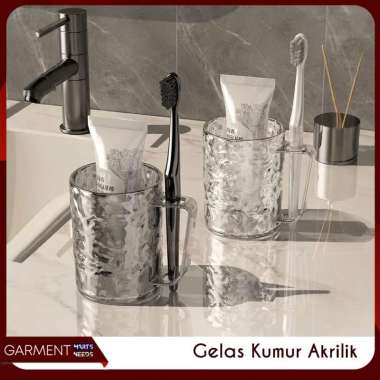 Gelas Kumur Sikat Gigi Motif Kristal Cangkir Minum Akrilik Transparan Mug Estetik Multifungsi BUBBLE