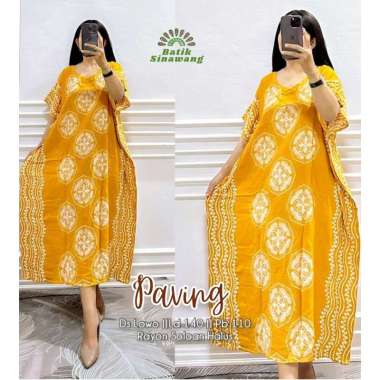 Daster Batik Kelelawar Jumbo PAVING WARNA Bahan Rayon Super Paving-KUNING