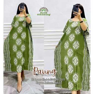 Daster Batik Kelelawar Jumbo PAVING WARNA Bahan Rayon Super Paving-HIJAU