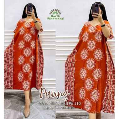 Daster Batik Kelelawar Jumbo PAVING WARNA Bahan Rayon Super Paving-ORANGE