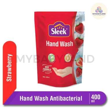 Sleek Hand Wash Antibacterial | Sabun Cuci Tangan Varian Buah | Pouch | Botol Sleek HW Strawberry Po