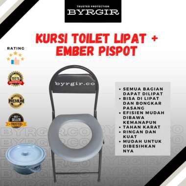 BYRGIR Kursi Toilet Duduk Bangku BAB/BAK Commode Chair Lipat Ringan Mini Lansia Portable Chair WC Ta
