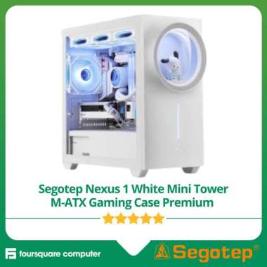 Segotep Nexus 1 White Mini Tower M-ATX PC Gaming Case Casing Premium
