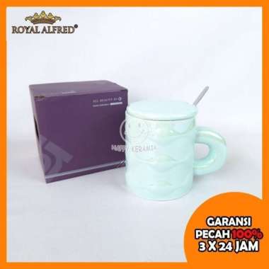 ROYAL ALFRED GiftBox Mug Keramik Aesthethic CUTE BEAR 12OZ dengan Tutup Karet 380ML - Hitam BT-1443 