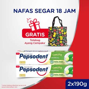 Buy 2 Pepsodent Complete 8 Pasta Gigi Herbal [190 g] Free Totebag Ayang Cempaka [Random]