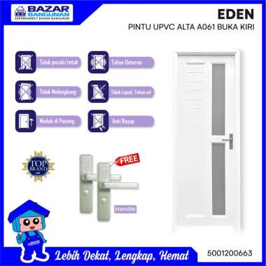Eden - Pintu Kamar Mandi Wc Upvc Alta A061 A 061 WH Buka Kiri White