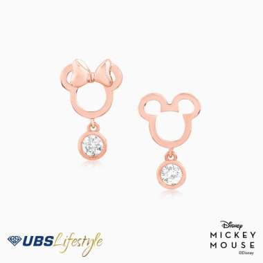 UBS Anting Emas Disney Mickey & Minnie Mouse - Cwy0021 - 17k Rose Gold