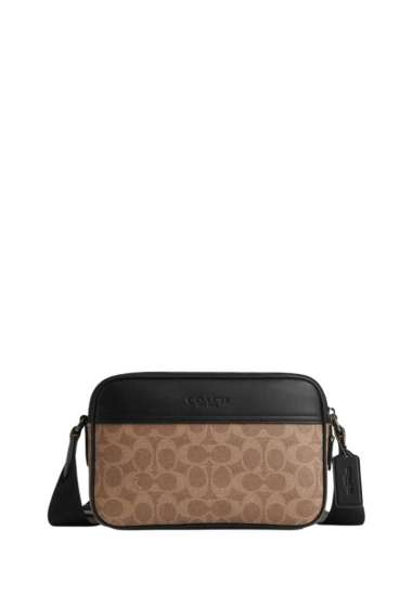 COACH Graham Crossbody Bag In Signature Canvas Tan Black