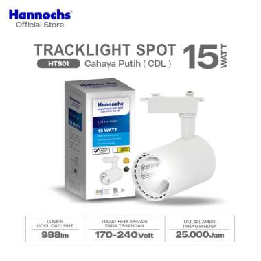 Hannochs Lampu LED Sorot Projector Track Light HTS01 Putih 15W 24D Cahaya Putih