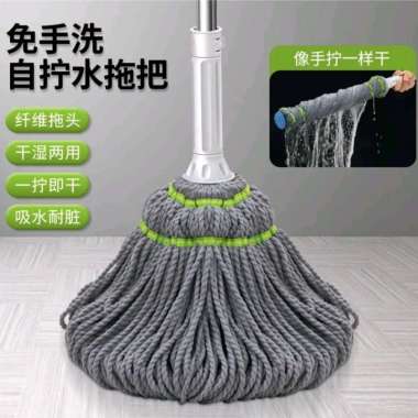 JW2221 Super Praktis Twist Mop 1set Alat Kain Lap Pel Lantai Otomatis Peras Pel Pelan Lantai Putar P
