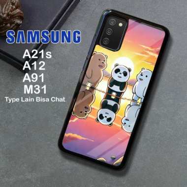Custom Case TPU 3D Casing Softcase Tempered Glass Cover Belakang Hp Samsung A21S, A12, A91, M31 Sams