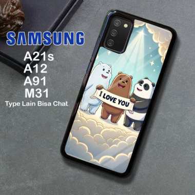 Custom Case TPU 3D Casing Softcase Tempered Glass Cover Belakang Hp Samsung A21S, A12, A91, M31 Sams