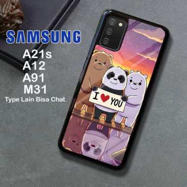Custom Case TPU 3D Casing Softcase Tempered Glass Cover Belakang Hp Samsung A21S, A12, A91, M31 Sams