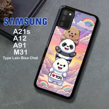 Custom Case TPU 3D Casing Softcase Tempered Glass Cover Belakang Hp Samsung A21S, A12, A91, M31 Sams