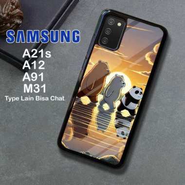 Custom Case TPU 3D Casing Softcase Tempered Glass Cover Belakang Hp Samsung A21S, A12, A91, M31 Sams