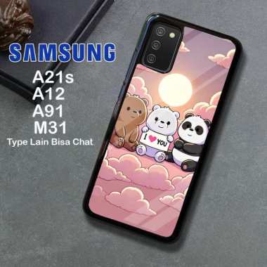 Custom Case TPU 3D Casing Softcase Tempered Glass Cover Belakang Hp Samsung A21S, A12, A91, M31 Sams