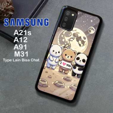 Custom Case TPU 3D Casing Softcase Tempered Glass Cover Belakang Hp Samsung A21S, A12, A91, M31 Sams