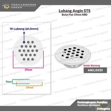 PENUTUP LUBANG ANGIN VENTILASI UDARA PLAT HAWA BULAT STAINLESS STEEL LEMARI KABINET FLAT RATA ABD 19