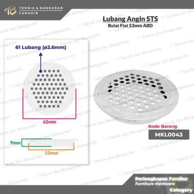 PENUTUP LUBANG ANGIN VENTILASI UDARA PLAT HAWA BULAT STAINLESS STEEL LEMARI KABINET FLAT RATA ABD 53