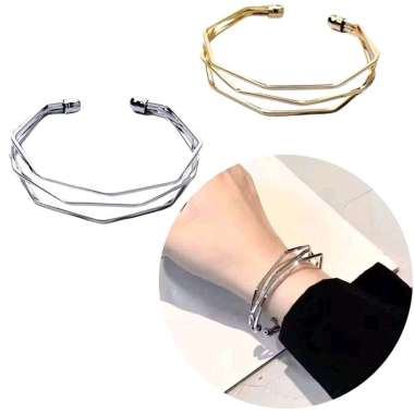 Dexx Geometry Triple Layer 3 Tier Bracelet Bangle Openning Adjustable Gelang Tangan Tiga Lapis Geome