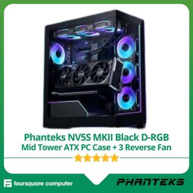 Phanteks NV5S MKII Black D-RGB Mid Tower ATX PC Case Casing + 3 Reverse Fan