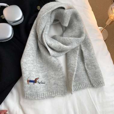 Syal Winter Unisex Pria Wanita Syal Leher Scar Lingkar Leher Cowo Cewe Abu Muda