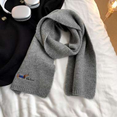 Syal Winter Unisex Pria Wanita Syal Leher Scar Lingkar Leher Cowo Cewe Abu Tua