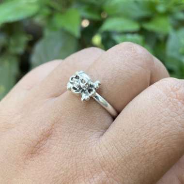 Cincin Ring Perak silver Bali Asli 925 Ukir Tengkorak Skull Kecil Midi Wanita Pria Laki Custom Etnik