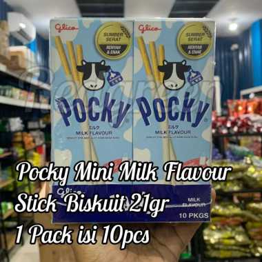 pocky wafer stik pocky mini 1 pack isi 10 rasa Milk Flavour Susu pocky mini 21gr 1 pack isi 10 mini 