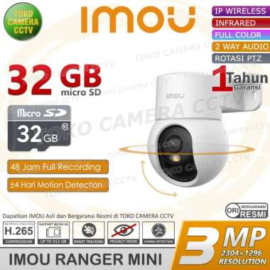 CCTV WIFI PTZ IMOU RANGER MINI 3MP KAMERA CCTV PINTAR BERSUARA BERWARNA MEMORI 32GB