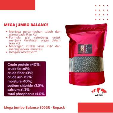 Pelet Ikan Koi Mega Jumbo Balance 500Gr Size M/L Pakan ikan untuk Wheat Germ untuk Ikan Koi Medium