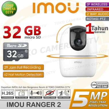 CCTV WIFI PTZ IMOU RANGER 2 5MP KAMERA CCTV PINTAR BERSUARA INFRARED MEMORI 32GB