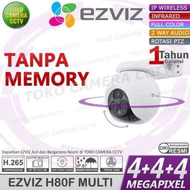 CCTV WIFI ROTASI PTZ 3 LENSA EZVIZ H80F 4MP KAMERA CCTV PINTAR BERSUARA BERWARNA TANPA MEMORI