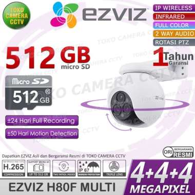 CCTV WIFI ROTASI PTZ 3 LENSA EZVIZ H80F 4MP KAMERA CCTV PINTAR BERSUARA BERWARNA MEMORI 512GB
